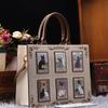 Borsa Tote da Lavoro di Alta Gamma con Ricamo di Gatto e Perline, Borsa da Donna, Design Originale