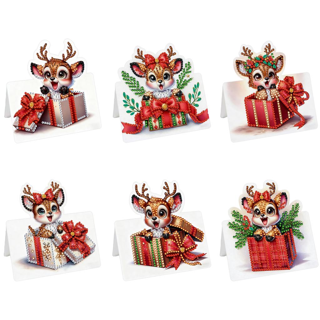 6Pcs Christmas Birthday DIY Diamond Painting Greeting Card Kit with Envelopes for Beginner Adult Birthday Holiday Blessing