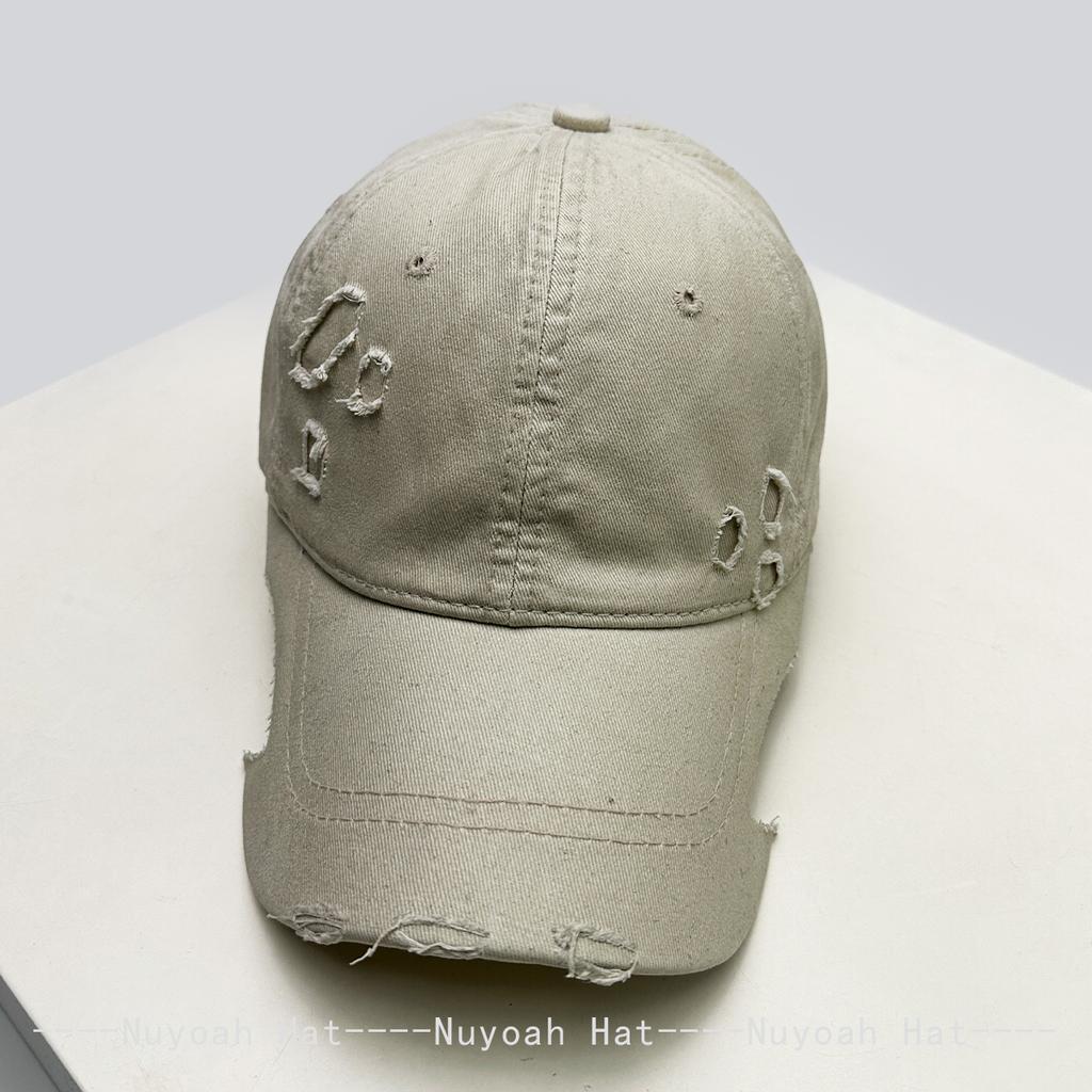Baseball Wax Brush Style Broken Women  Men Her Him For Fresh Caps Peaked Hats Sunshade Irregular Brim Versatile Personal Distress Fashion Retro