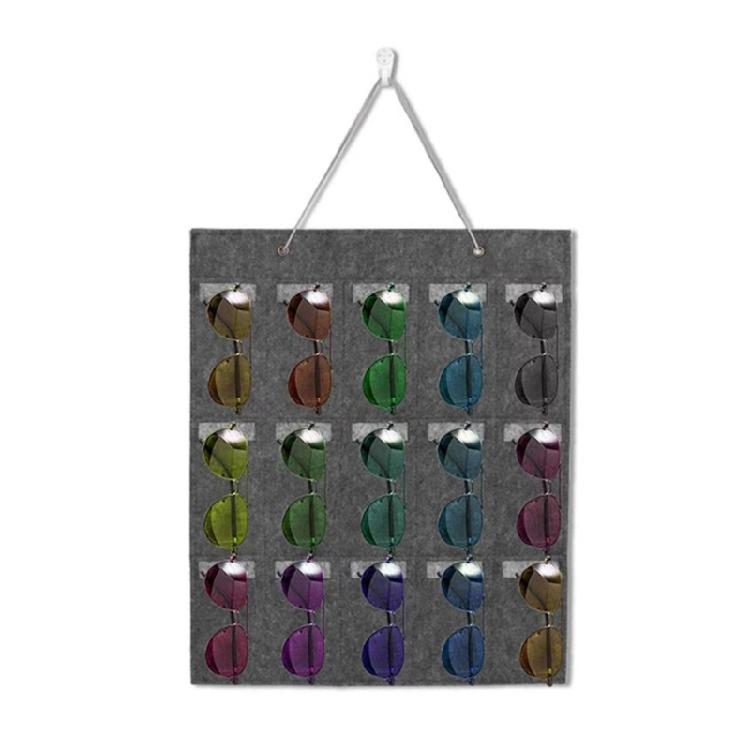 15 Slots Sunglasses Organizer Wall Pocket Eyeglasses Glasses Storage Box Holder