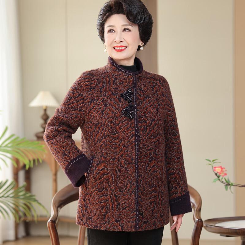 

Пальто средней длины из искусственного норкового бархата Kabeifei для пожилых женщин 2XL