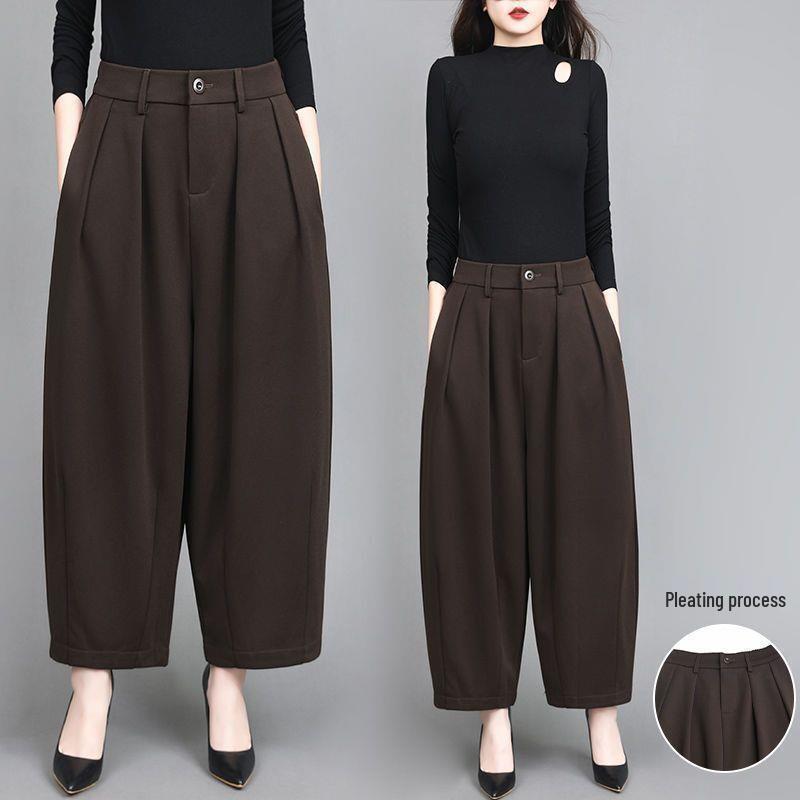 Women's Retro High Waist Elastic Lantern Pants - Temperament Slimming Casual Dad Trousers