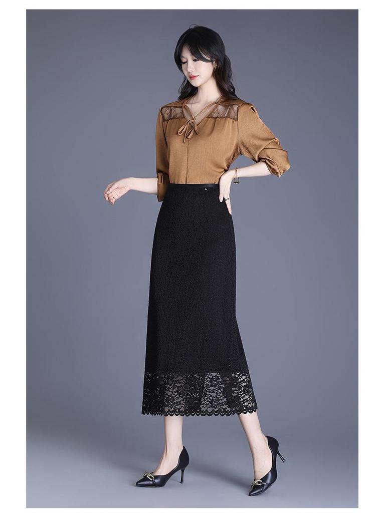 Women's High Waist Lace Midi Skirt - Spring 2026 Fashion