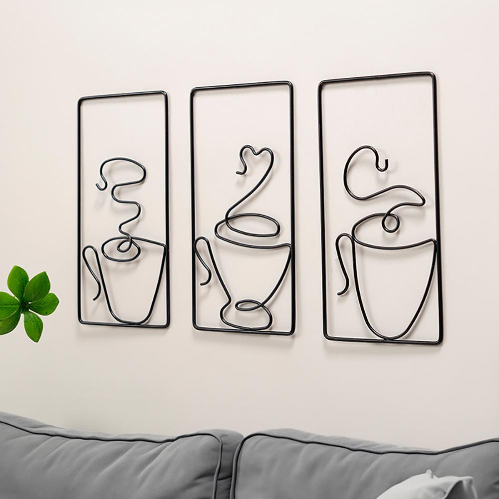 Decorative Paintings on The Living Room Walls and High-end Ironwork Paintings Hung on The Background Walls of The Dining Room