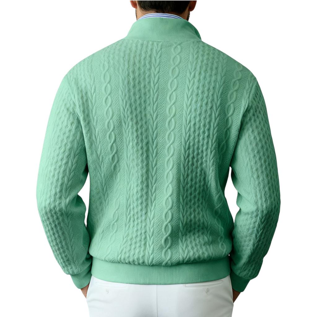 Pánská  volnočasová  sportovní  mikina  s  čtvrtinovým zipem  a  kroucenou  květinovou  strukturou