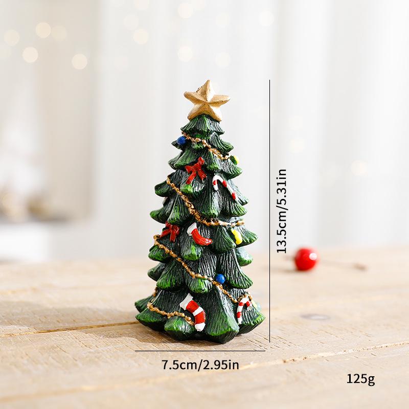European Style Mini Christmas Tree Resin Ornament – Desktop Party Decoration