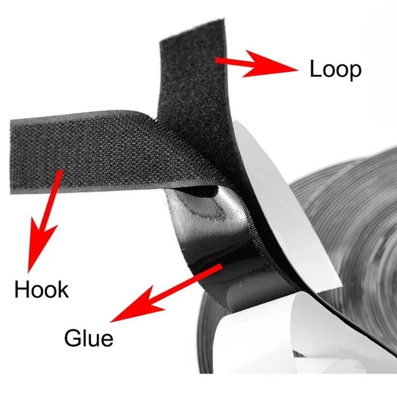 5M Strong Self-adhesive Hook and Loop Fastener Strip Magic Nylon Sticker Scratch Tapes with Glue Strap for DIY Craft 20-50MM