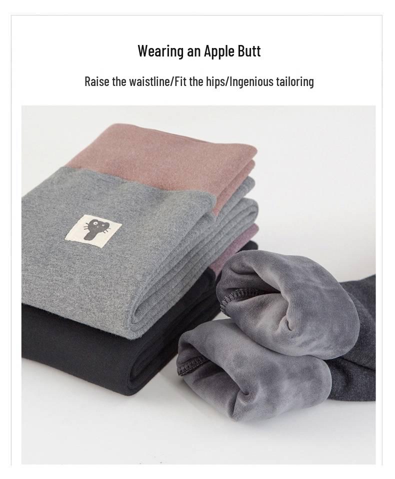 Women's High-Waisted Fleece-Lined Cotton Leggings, Slimming & Warm for Outdoor Wear, Perfect for Autumn & Winter.