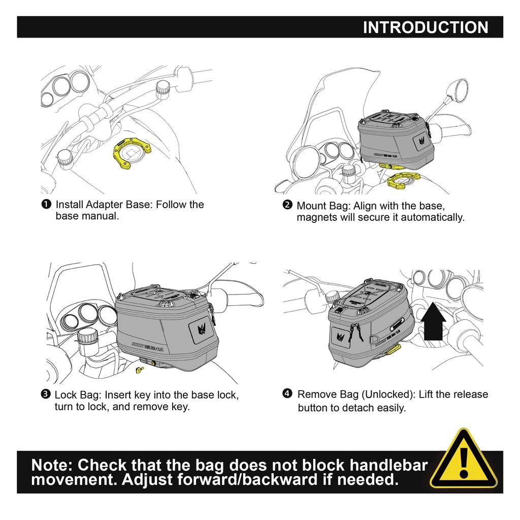 Rhinowalk Motorcycle Tank Bag Strong Magnetic Tank Bag Adapter Base