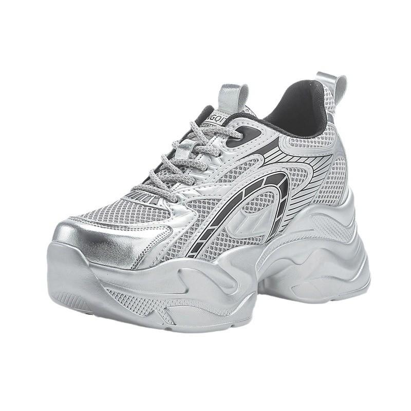 Fashion 8CM Breathable Mesh Sneakers Women Luxury Spring Tide Vulcanize Sports Dad Shoes for Woman High Platform Wedges Footwear Female