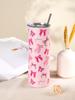 20oz Cute Bow Insulated Cup Stainless Steel Insulated Thermal Cup Party Tumblers Straw Lid Coffee Mug Travel Mug Hot Water Bottl
