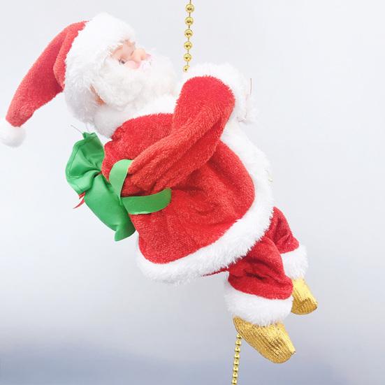 Santa Claus Musical Climbing Rope Electric Climbing Santa on Rope Climbs Up And Down Christmas Hanging Decoration for Xmas Tree Fireplace Home Decor