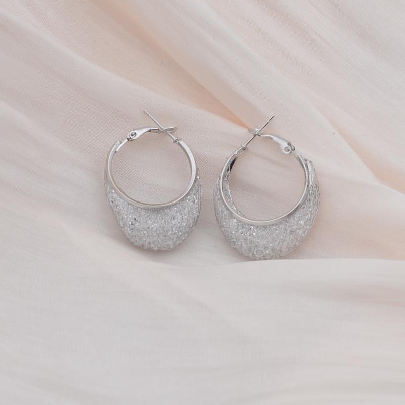 Inside Crystal Metal Mesh Hoop Earrings for Women Wedding Party European Vintage Round Statement Dangle Earrings Jewelry