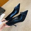 G860-29 Pointed Bow High Heels Shoes Stiletto 2025 Summer New French with Skirt Light Mouth Evening Versatile