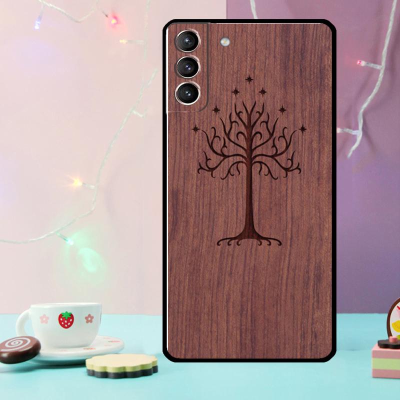 Tree Flower Bamboo Wood Case For Samsung Galaxy S24 S21 S22 S23 Ultra Plus S20 FE S8 S9 S10 Note 10 20 Ultra Cover