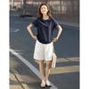 Women's Polka Dot & Stripe Spliced T-Shirt