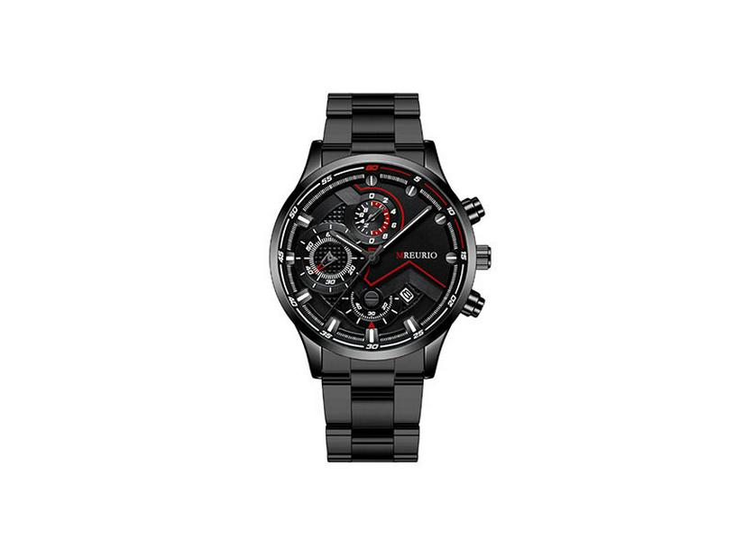Men's Six-Hand Stainless Steel Fashion Calendar Watch with Metal Strap