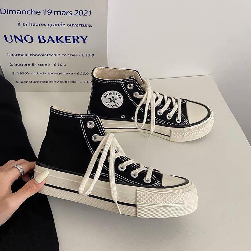 Thick-soled 1970 high-top canvas shoes women's versatile student cloth shoes 2025 new retro Harajuku board shoes white shoes
