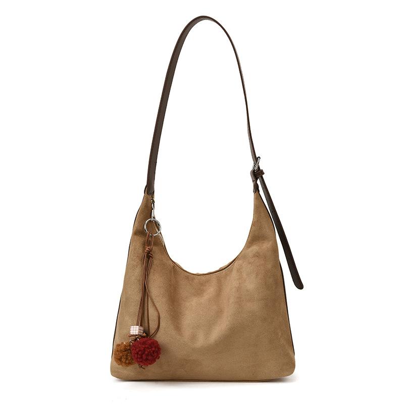 Suede bag large-capacity women's bag 2025 new high-end atmospheric shoulder messenger bag commuter versatile tote bag