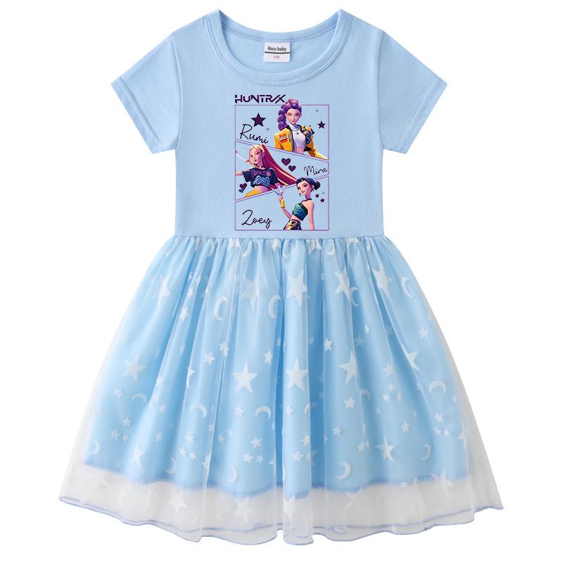 Vestido de Princesa de Manga Larga con Lentejuelas Arcoíris Kpop Demon Slayer para Niñas