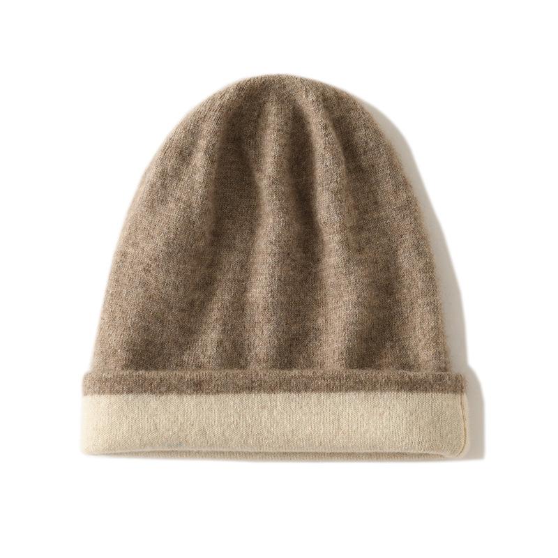 Cashmere Hat Autumn and Winter New Style Unisex Casual Ear Protection Pile Hat Fashionable Knitted Color Matching Hat