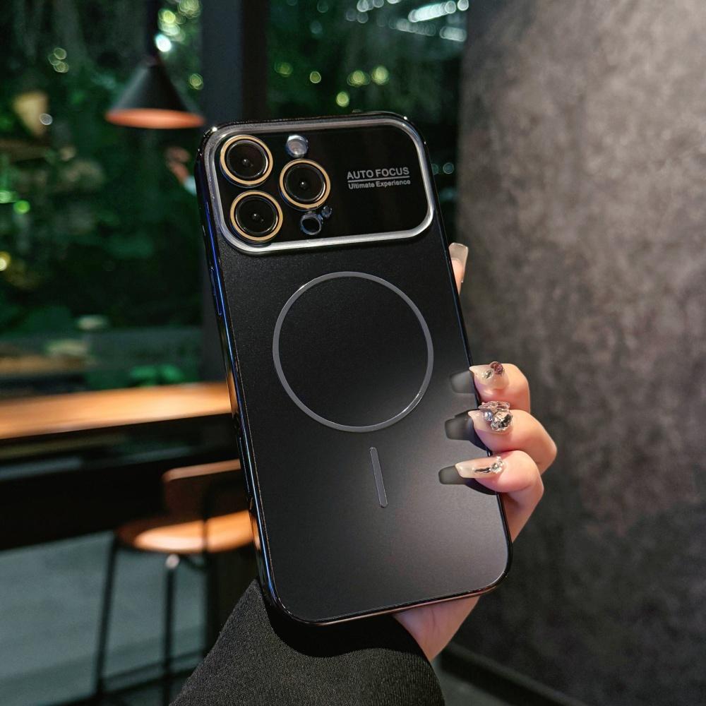 

Fashion Plating Hard Back Magnetic Phone Case For iPhone 17 16 15 14 13 12 Pro Max Crystal Large Window For Magsafe Bumper Cover iPhone 15 Pro Max