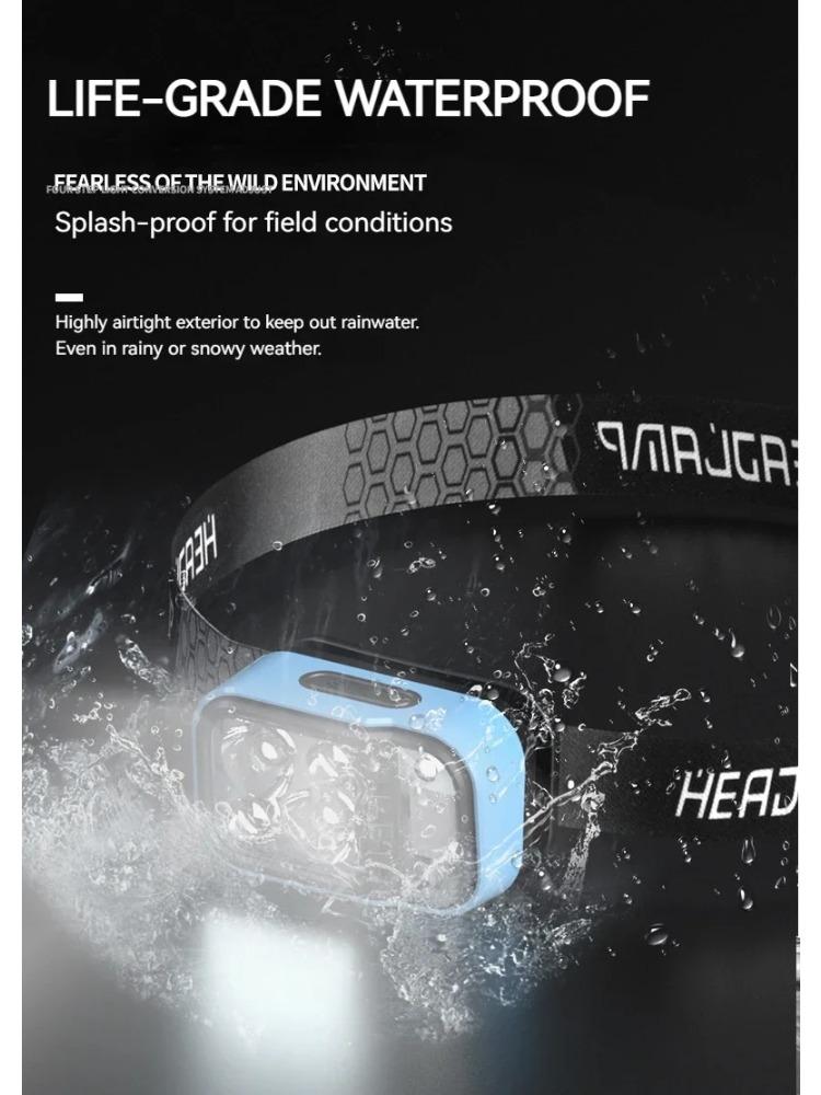 LED Rechargeable Fishing Headlamp with Sensors and Battery Indicator Super Bright Camping Light Using XPG+COB Lamp Beads