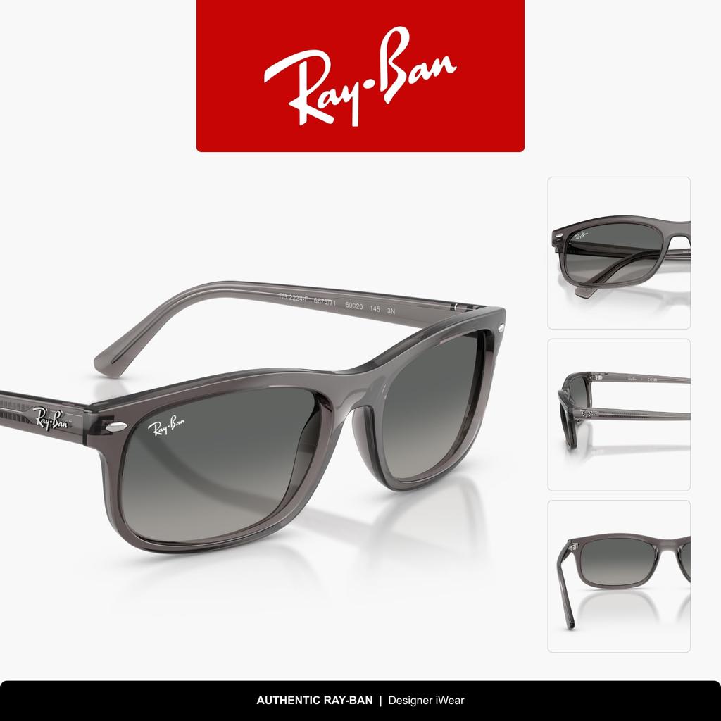 Light Grey Lens Width 0RB2224F Ray-Ban Sunglasses, Unisex, frame/Opal Grey, lens/Crystal Gradient, 57mm,