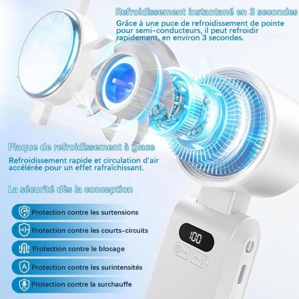 Mini Fan - Portable Fan - Cooling Function - 3600 mA, LED Display, 1-199 Speeds, Neck Fan - Ideal for Travel less