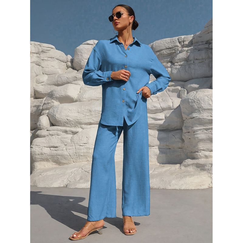 Western Style New Fashion Casual Loose Shirts Trousers Two-Piece Suit Shirt and Pants Set Suit