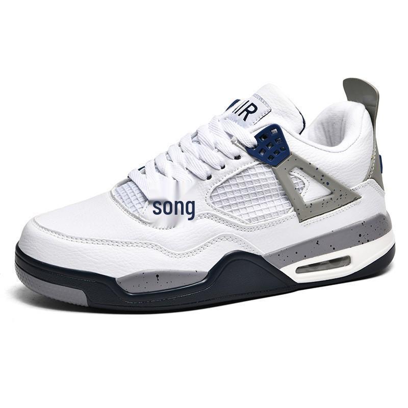 AJ4 Men's Little White Cement High-Top Basketball Sneakers, Thick-Soled, Autumn 2025 Trendy Edition
