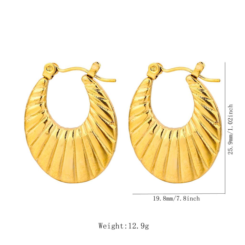 Trending Stainless Steel Chunky Round Earrings For Women 2024 New Gold Color Geometric Ear Hoops Fashion Earrings Jewelry Gift
