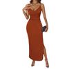 Fashionable Suspender Backless Sexy Slit Dress