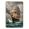 Vintage Nautical Sailing Ship Metal Wall Poster, Living Room Decor