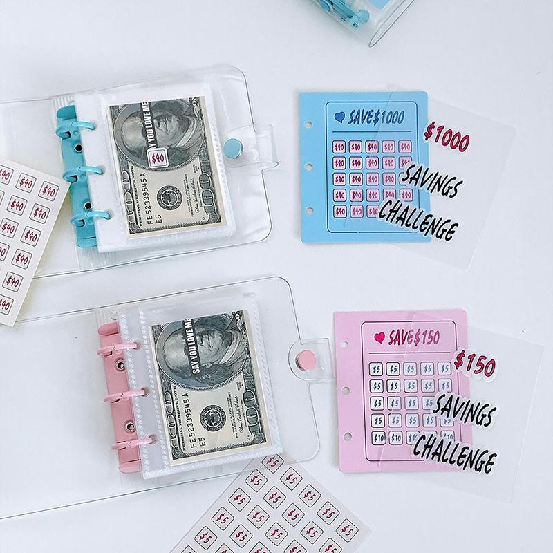 Pvc $1000 Pengesparing Utfordring Permknapplukking Mini Budsjettperm Konvoluttspareutfordringer Bok Holdbar bærbar
