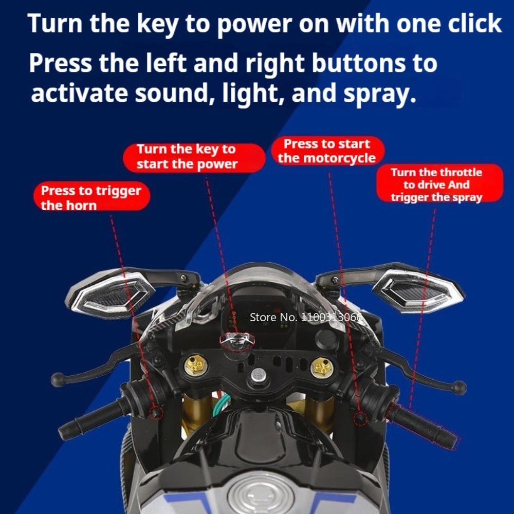 1:6 Scale Alloy Diecast R1M Motorcycles Toys Models Cars Rubber Tires Vehicles Light Sound Miniature Motorcycle Birthday Gifts
