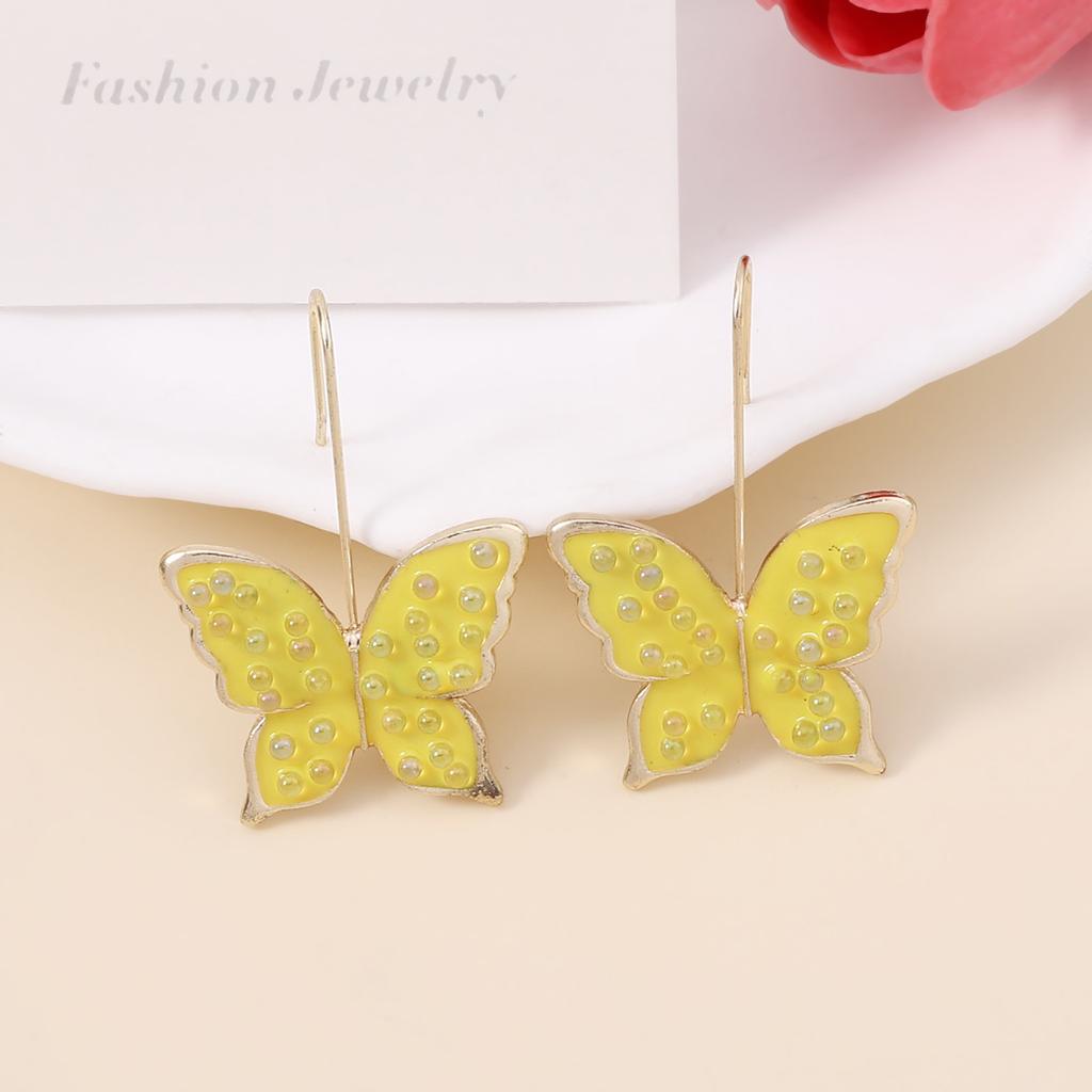 Japan and South Korea's New Niche Design, Sweet, Small, Fresh, Dripping Oil, Colorful Butterfly Ear Hooks, Essential Earrings for Spring Hipsters