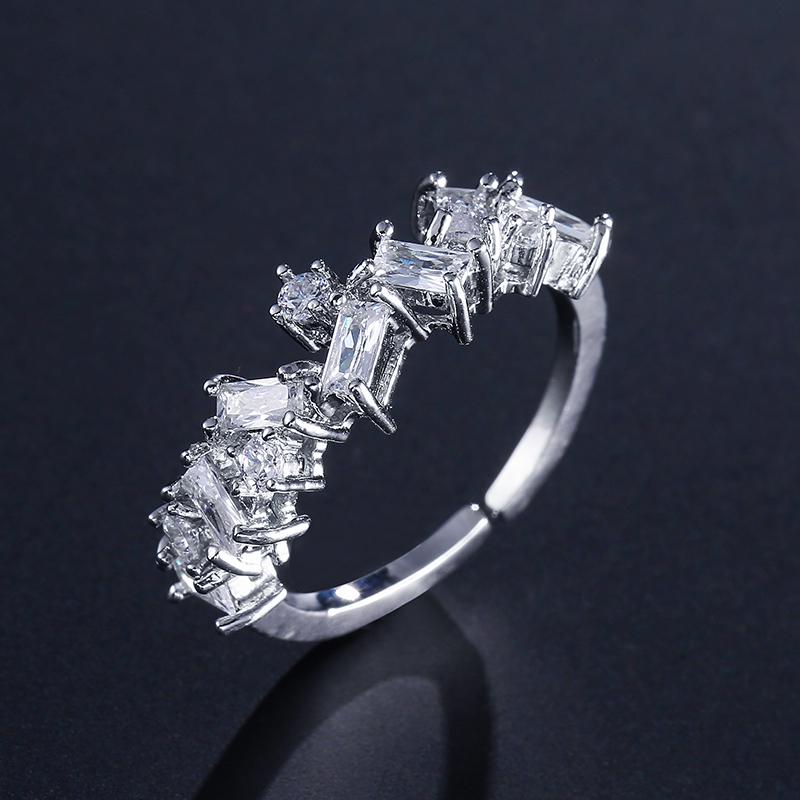 ZAKOL Classic Geometric AAA Cubic Zirconia Adjustable Open Rings Shiny Crystal CZ Engagement Wedding Ring Accessories
