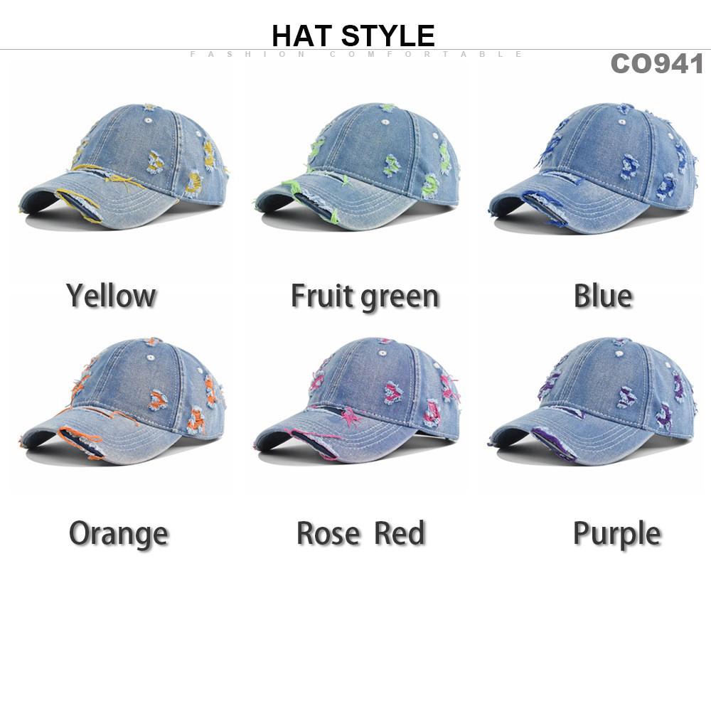 Vintage Distressed Denim Baseball Cap With Sun Protection For Casual Wear
