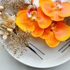 Orange Phalaenopsis Orchid Hair Dried for and Perfect for and Hani. Ornament, Flower, Kimono, Coming-of-Age Ceremonies, Graduations, Weddings, Bridal,