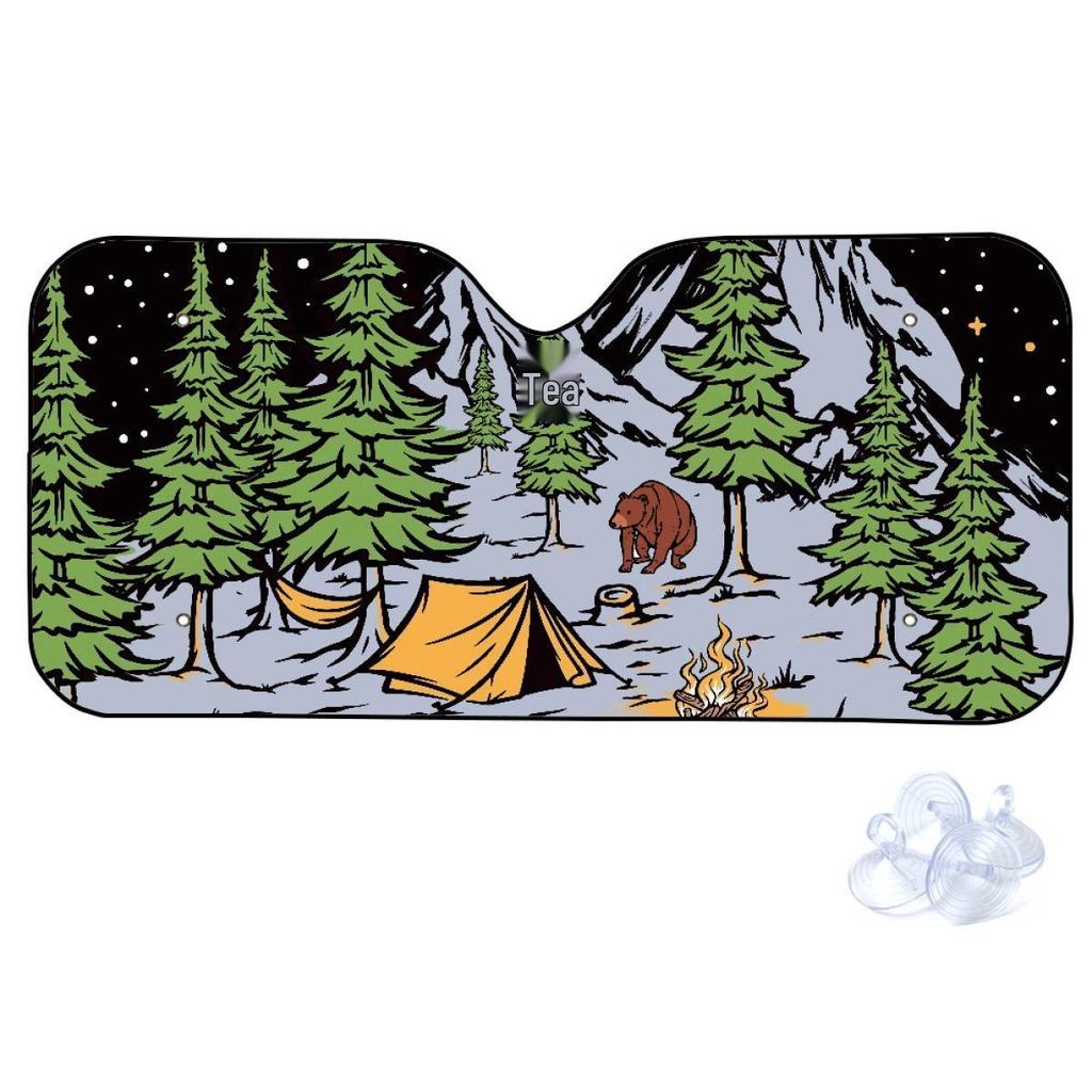 Car Sunshade with Outdoor Camping Design - Customizable Front Windshield Cover