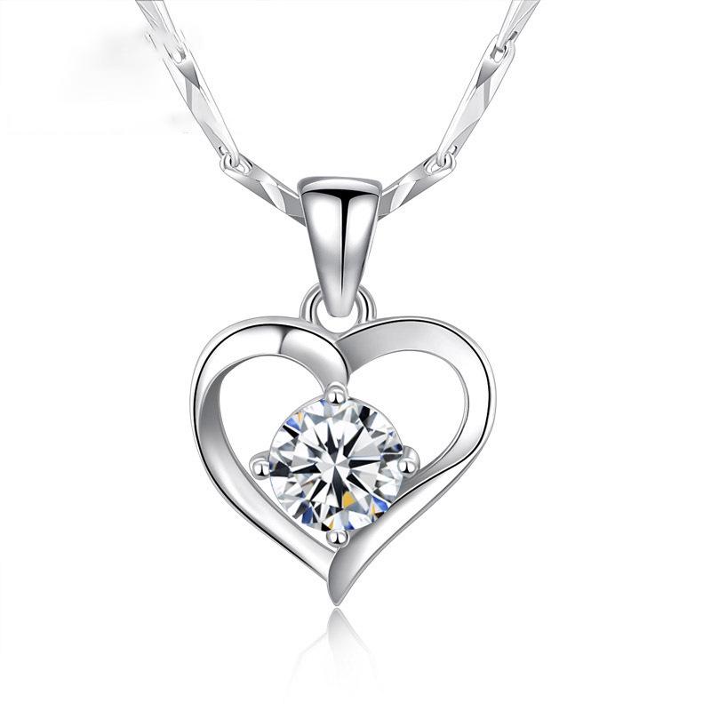 

Girlish Heart Sterling Silver Love Necklace - Elegant Heart Pendant for Women, Ideal Christmas or Valentine s Day Gift for Girlfriend 925 Sterling Silver