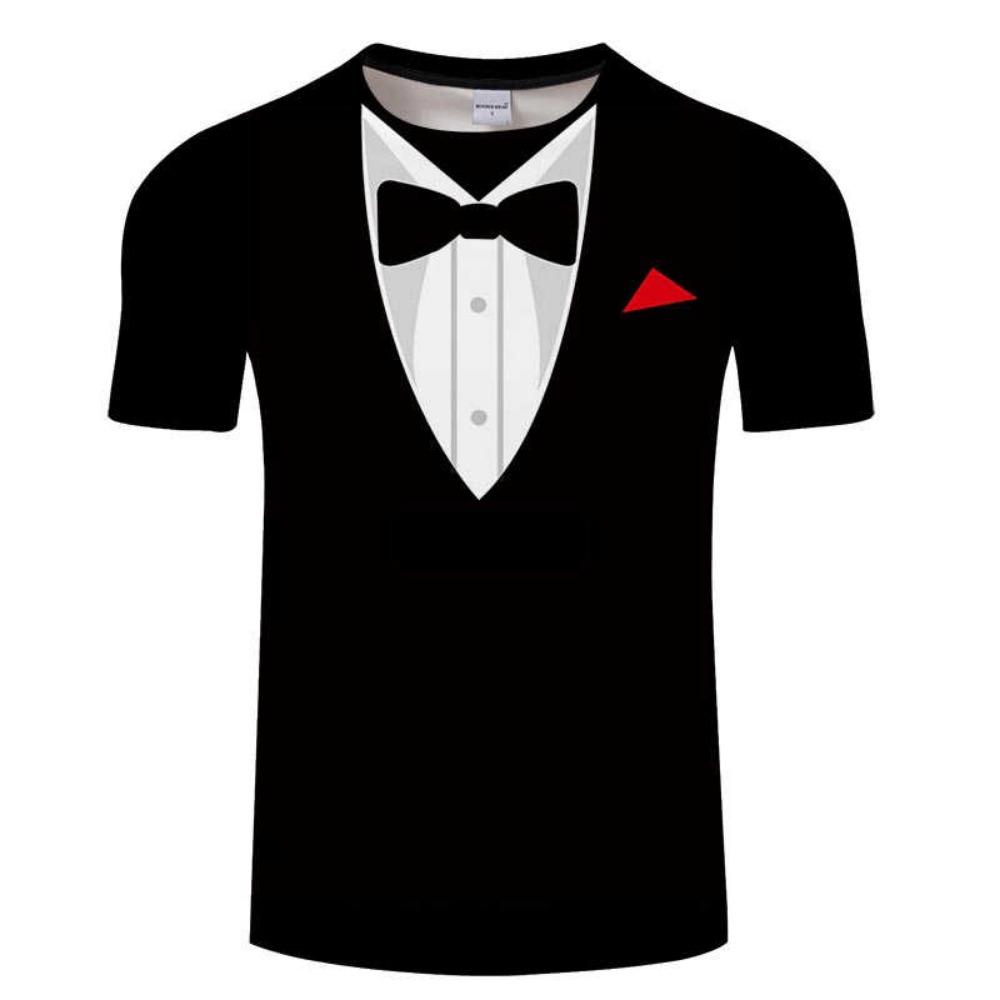 Fashion Men's T-shirts 3d Print Suit And Tie Pattern Plain Short Sleeved T-shirt For Men's Clothing High Street Streetwear Tops