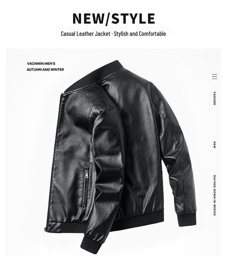 8XL Plus Size Men's Slim Fit PU Leather Jacket - Spring/Autumn Korean Motorcycle Style