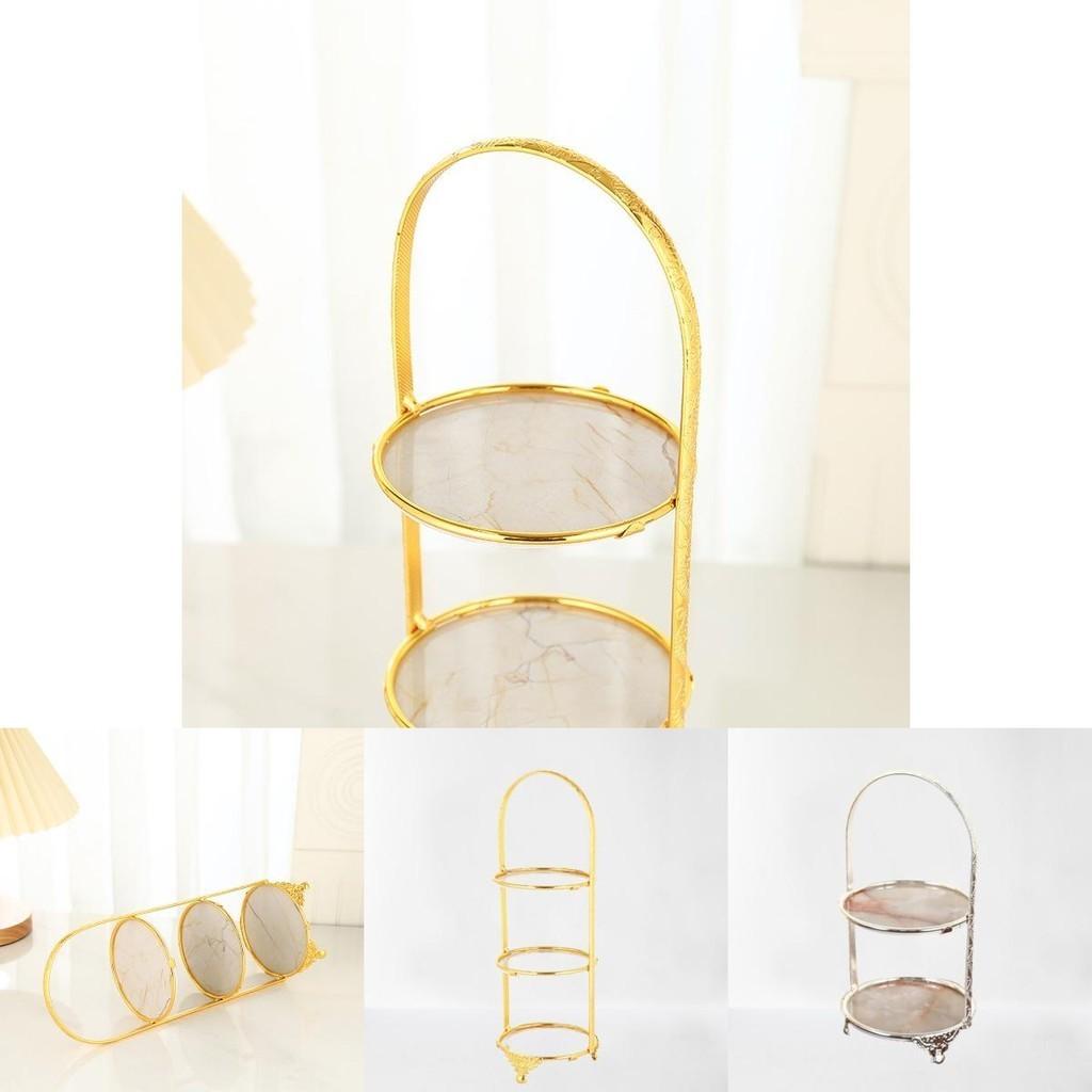 Multilayer Food Tray Organizer With Gold Finish For Home And Gift Use