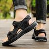 Men's Leather Buckle Sandals  Outdoor Casual Sandals Adjustable Straps for Beach/Walking