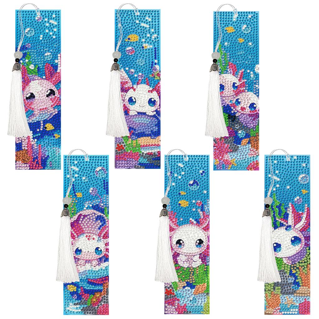 6 PCS 5D DIY Special Shaped Diamond Painting Bookmarks Kits with Tassels Rhinestone Art Bookmark Kits for Adults Women