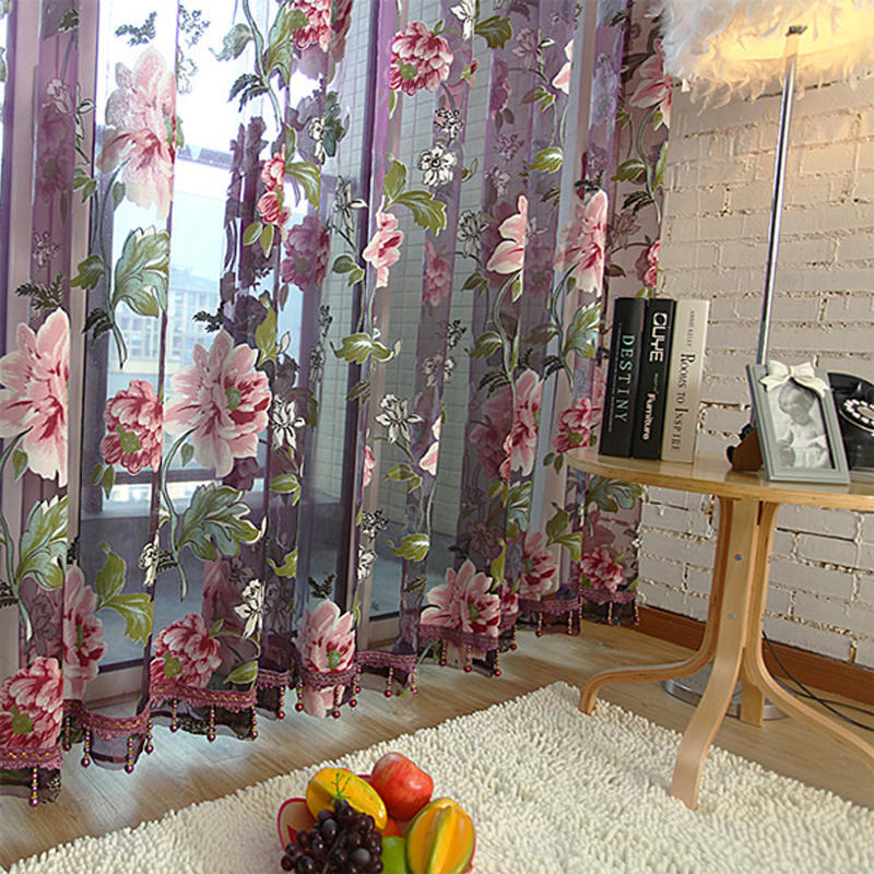 100*200Cm Peony Flowers Curtain Door Curtain Window Room Divider Valance