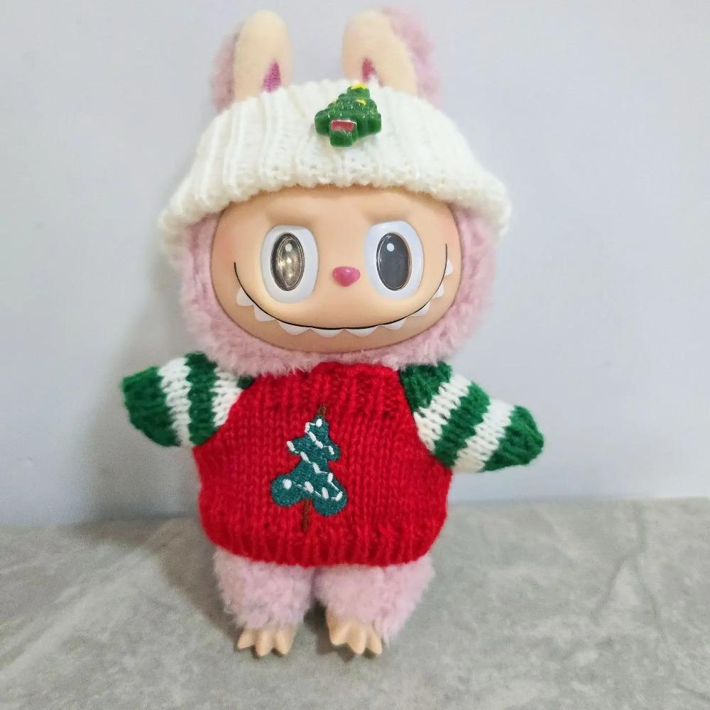 Doll Clothes For 15-17CM Labubu Clothing Merry Christmas Hat Scarf Elk Snowman Set Mini Plush Doll Accessory New Year Dress Gift