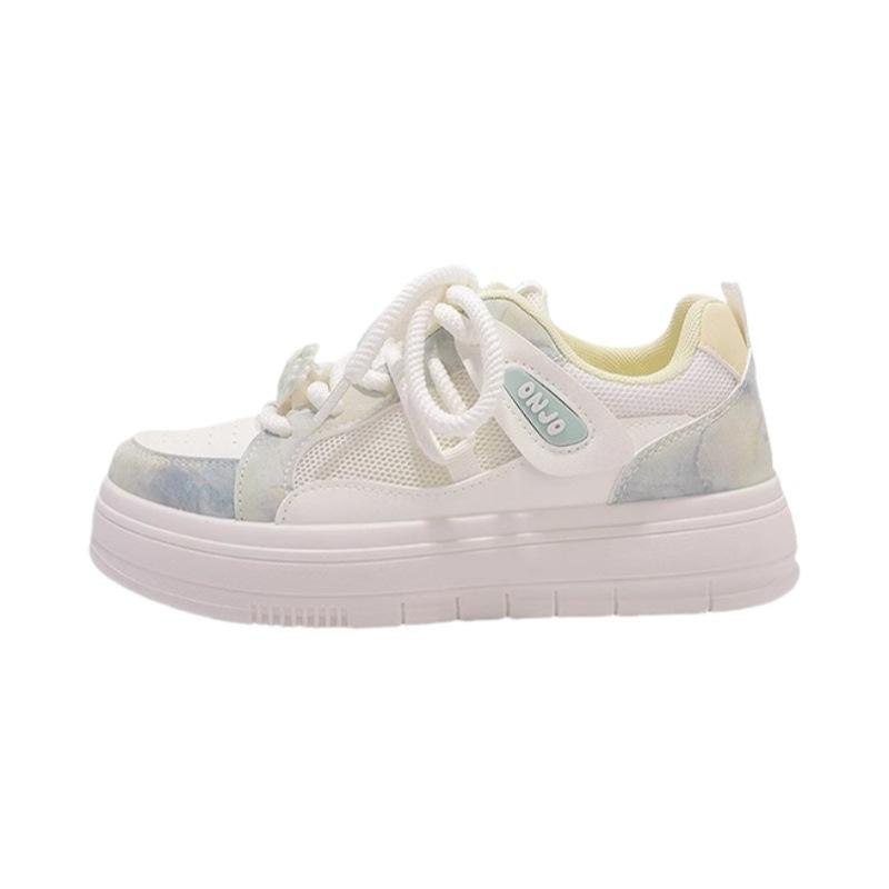 Summer Women's Shoes Little White Shoes Women's 2025 New Breathable Mesh Shoes Versatile Student Bread Shoes Platform Sports Board Shoes